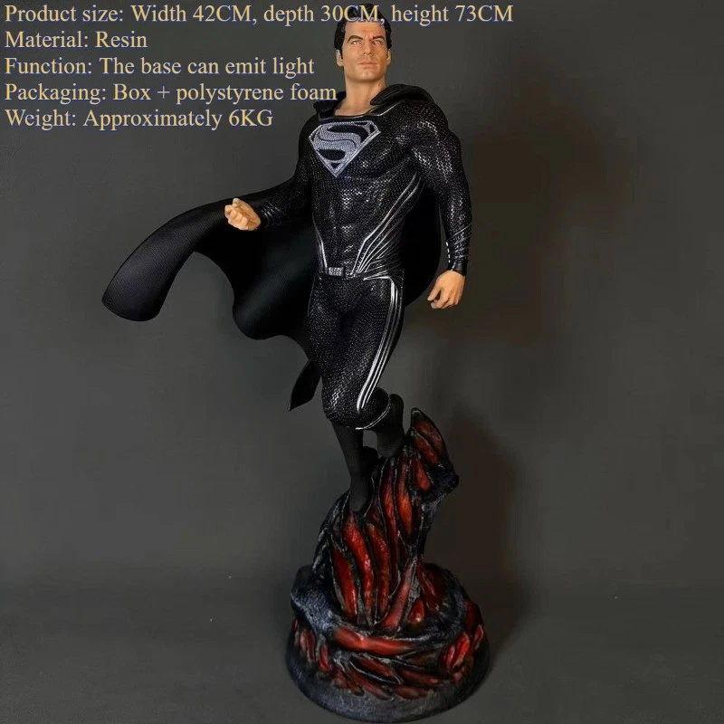DC Liga de la Justicia 1/4 Negro Superman Estatua Gk Resina Figura Base Iluminada Regalo Foto 2 de 4