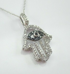 Authentic 2Ct Round Lab Created Diamond Hamsa Hand Charm Men's Pendant White Gold Plated