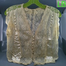 Antique Edwardian Victorian Lawn Blouse Corset Cover Lace Insertion Cutwork