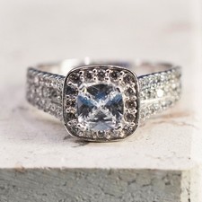 Size 7.5, vintage Sterling 925 silver engagement anniversary ring w/ cluster Cz