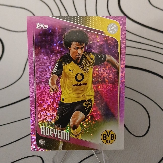 Topps UEFA Club Competitions 2025-26 Karim Adeyemi Pink Sparkle #128 
