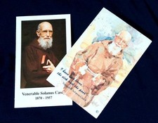 Solanus Casey Capuchin Monk/Friar RARE 2 Holy Cards pre-owned by Monastery Friar
