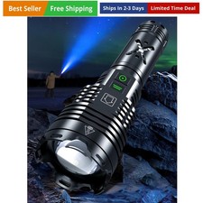 Super Bright Rechargeable Flashlight 2000000 High Lumens Waterproof Tactical ...