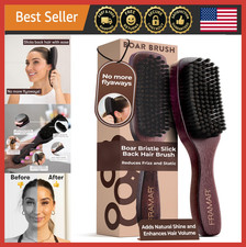 Slick Back Hair Brush Boar Bristles - Smoothing, Shine  Volume for Fine Hair