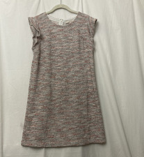 Loft Pink, Red, Black & White Boucle Tweed Sleeveless Knee Length Dress - SZ 10