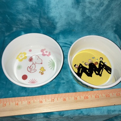 Set of 2 PEANUTS SNOOPY Ceramic Cereal Bowls 5  Diameter & 2  Tall New