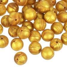 50Pcs 15mm Silicone Beads Round Loose Rubber Bead for DIY Gold