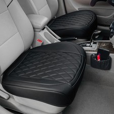 BEITK 2 Pack Leather Front Car Seat Bottom Covers Black