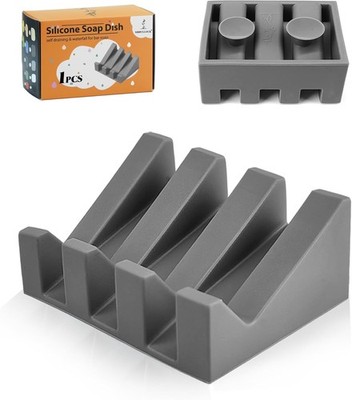 Self Draining Silicone Soap Dish with Suction Cups - Non-Slip Bar Soap Holder