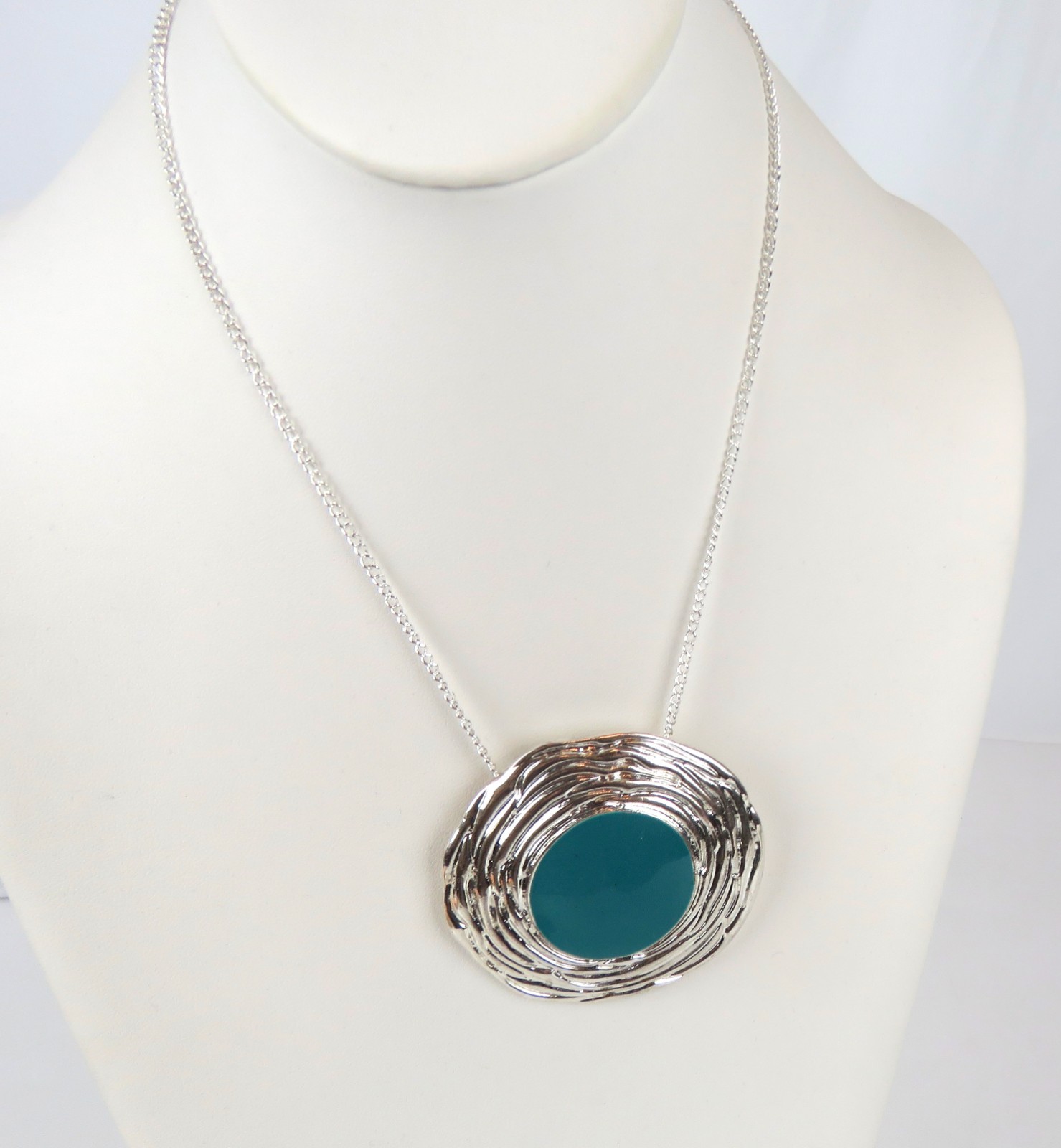 Silver-Tone Statement Necklace  Abstract, Wavy Ro… - image 2