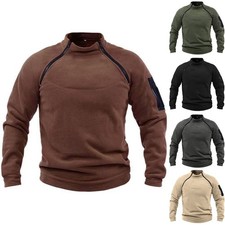 Men's Fleece Sweatshirt Pullover with Functional Zippers for Outdoor Use
