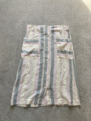 Rails Women s Medium Pastel Gelina Laurel Striped Linen Blend Midi Skirt Easter