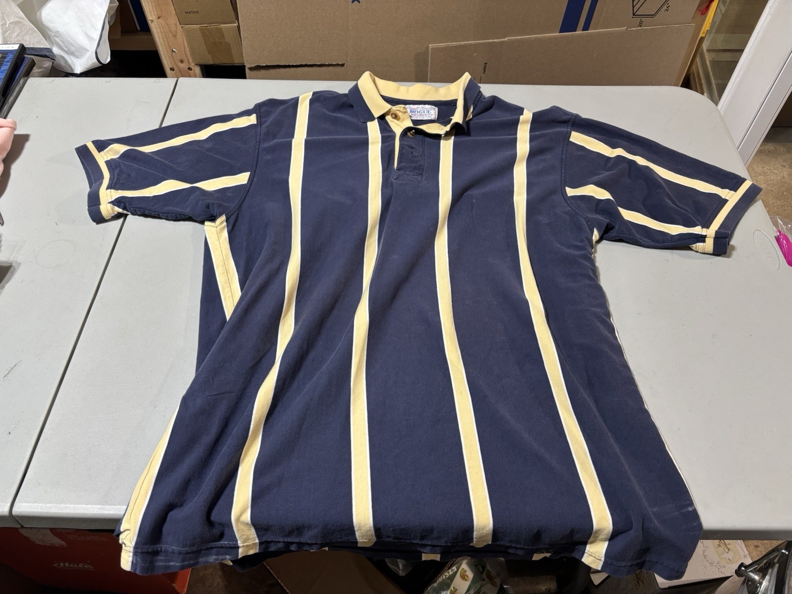 Vtg Rogue Striped Polo XL 90s Grandpa