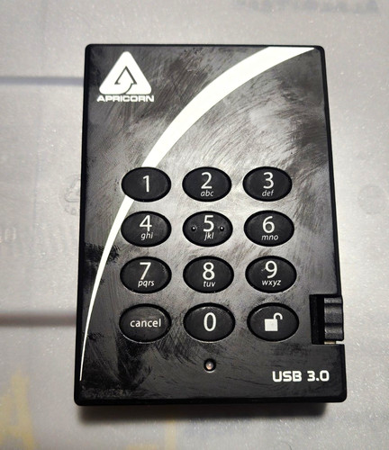 Apricorn Aegis Padlock 3 2TB USB 3.0 Encrypted Password Flash Drive Black