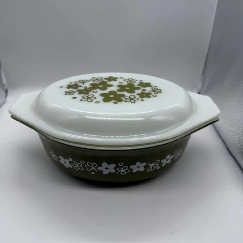 Vintage PYREX 043 Crazy Daisy 1-1/2 Qt. casserole w/ lid 943-C Large Flower.