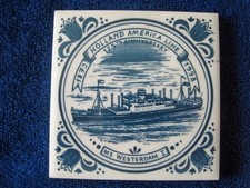 MS WESTERDAM I -- Commemorative Blue Delft Tile -- Holland America Line