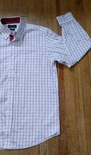 Paul Fredrick Men's Long Sleeve Dress Red Checkered Button-Up Shirt 16.5 x35