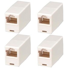 4x RJ45 Straight Coupler Inline Telephone Phone Cable Cord Joiner Adapter White