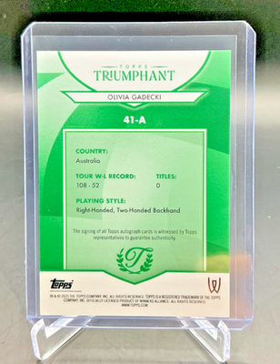 2025 Topps Triumphant Tennis OLIVIA GADECKI RC Blue AUTO 06/75 | eBay