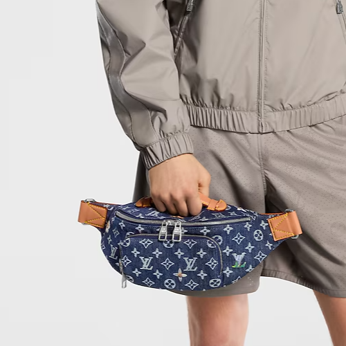 ショルダーリボンスウィムウェア　ブルー NEW Louis Vuitton Monogram Rush Bumbag Shoulder Bag Denim M27640