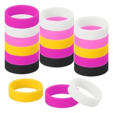 30Pcs 0.8" x 0.28" Silicone Wide Rubber Bands, Rose Red/White/Pink/Black/Yellow