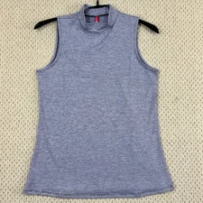 Ruby Ribbon Tank Top Womens Medium Periwinkle Sleeveless Stripe Mock Turtle Neck