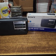 Sony ICF-38 Portable AM/FM 2 Band Radio TESTED WORKS AC CABLE or Battery w/ Box