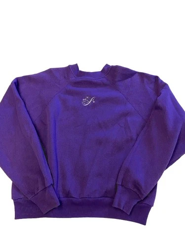 Womens TULTEX Purple Vintage USA Made Embroidered Crew Sweatshirt Sz M