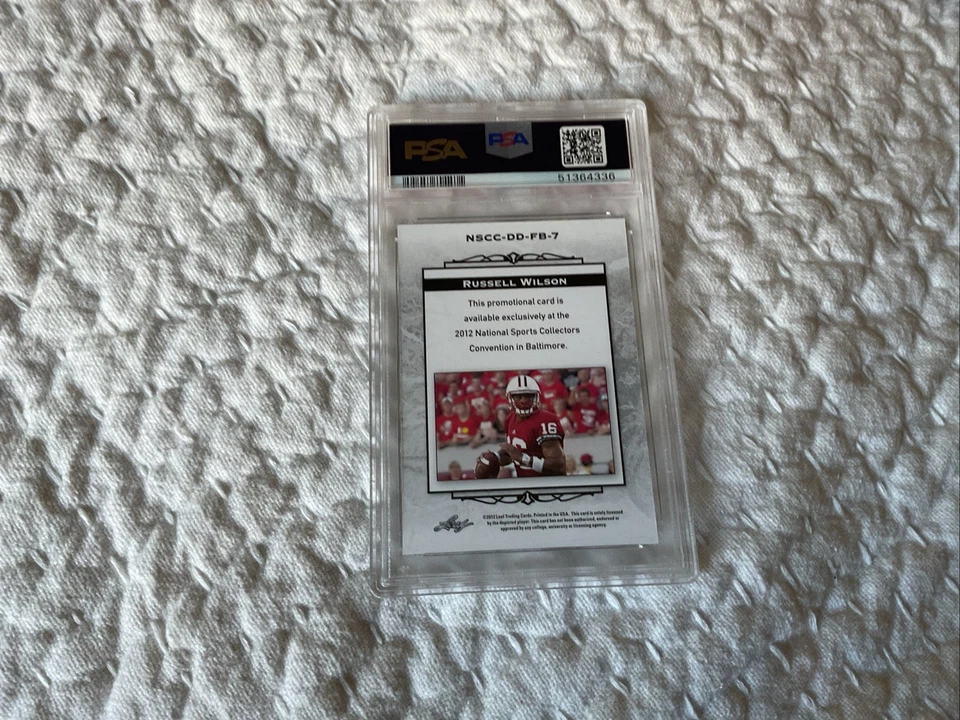 Tarjeta de novato Russell Wilson 2012 Leaf Nat’l Conv. EDICIÓN BORRADOR DÍA PSA 10 POP-77 Foto 2 de 2