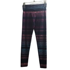 LuLaRoe Tween Leggings Aztec Print Black Pink Blue