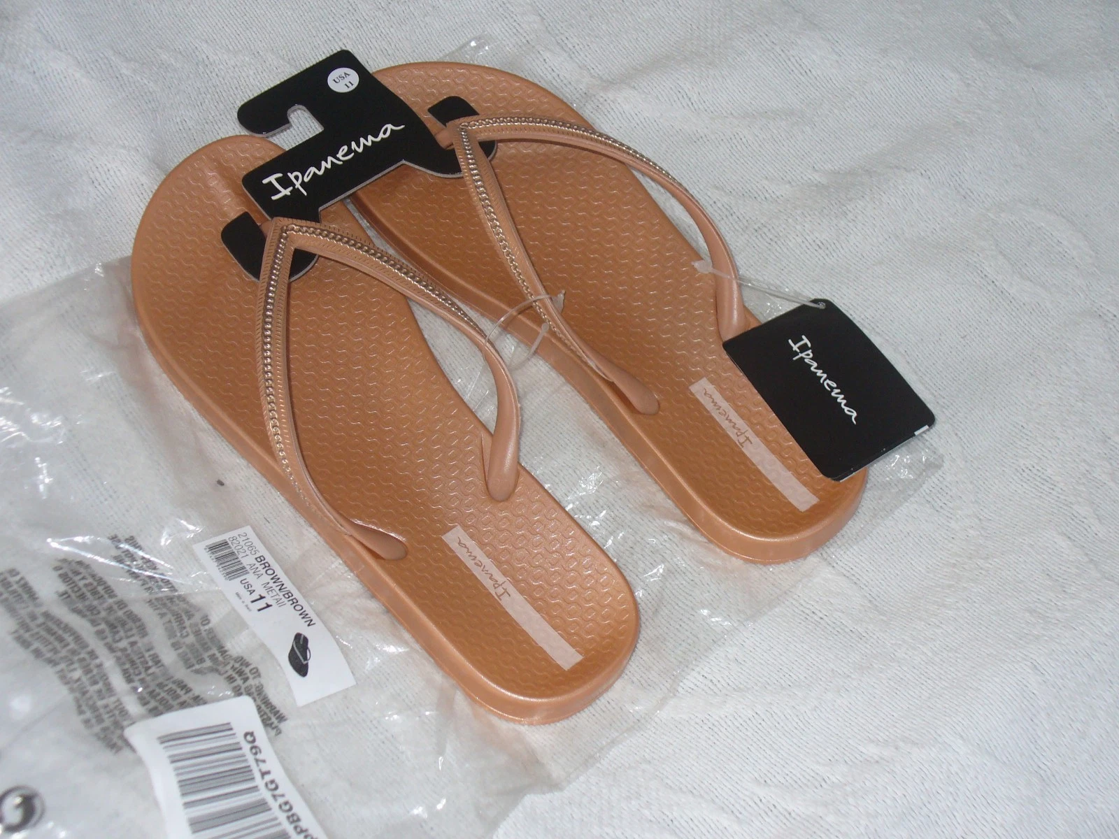 Ipamema Ana Metall Sz11 M Sandals Peach Brown Cushion FootBed NWT "LOOK".