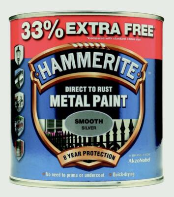 Hammerit Metall glatte Farbe 750ml + 33% schwarz oder silber 1 Liter SP OFFRE 1L, LT