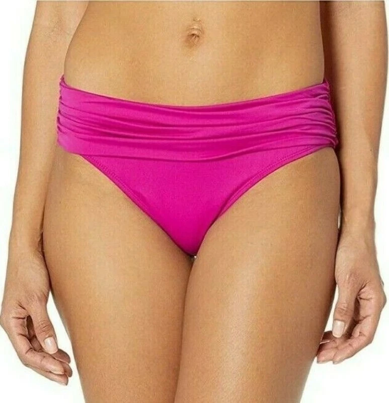 Parte inferior de bikini Ralph Lauren 260424 para mujer Beach Club liso fruncido hipster talla 10 Foto 2 de 2