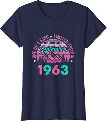 Awesome Since September Born in 1963 Birthday Present Ladies' Crewneck T-Shirt