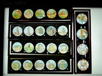 5 Plaques De Verre Pour Lanterne Magique - Vers 1900 - Lot N°6 - Fabriqué En France