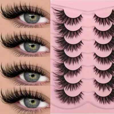 10x False Lashes Natural Short Eyelashes Wispy 3D Mink Full Fluffy Fox Eye