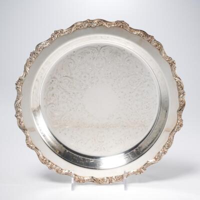 Poole Old English Vtg Silver Plated EPCA Round Footed Serving Tray