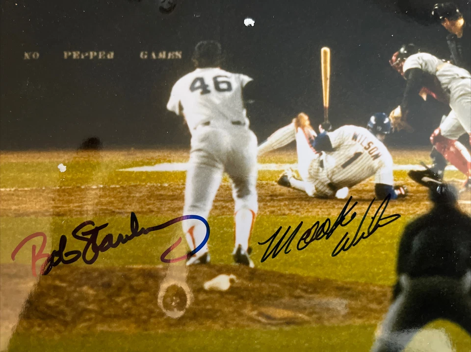 МУКИ УИЛСОН Боб Стэнли богатый немецкий 1986 подписанный 8 x 10 фото мировой серии сертификат подлинности - Изображение 2 из 4