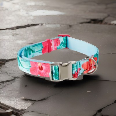 Youly Pink  Green Flower Power Big Dog Collar XX-Large 3X-Large By Youly