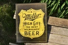 Miller High Life Beer Tin Metal Sign - Milwaukee - Vintage Shield - Retro