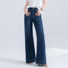Women Flared Jeans Bell Bottom Retro Denim Pants Pockets Slim Trousers Casual
