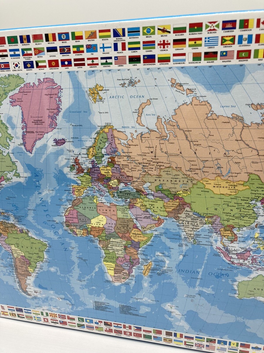 地図・旅行ガイド Flags of the World World Map Showing Flags Each