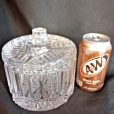 Vintage Heavy Lead Crystal Cut Glass Covered Candy Dish 5.75 x 5.75" EUC 4lb 4oz