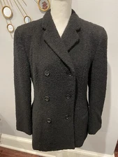 Giorgio Armani Black Wool Boucle Jacket Size 46