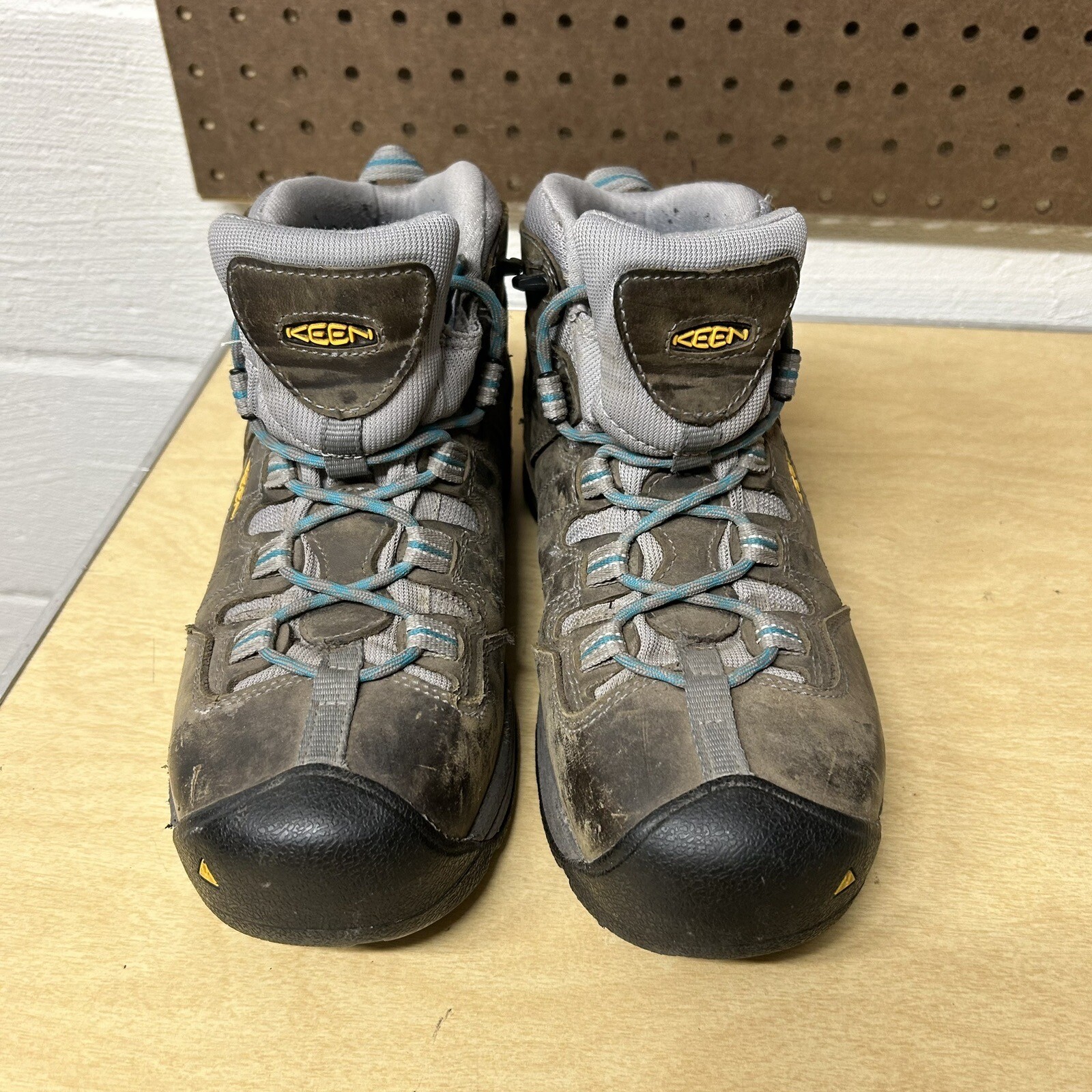 Stivali donna Keen Detroit Mid punta acciaio pelle marrone taglia 9 stringati