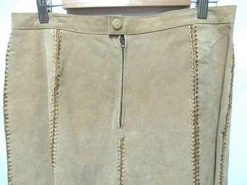 Selene Suede w/ Lace long midi skirt taupe lined NEW NWT Size Sz Medium Md M - Picture 5 of 12