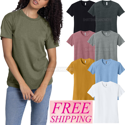 Womens Relaxed Fit Blended Soft T-Shirt Ladies Tee Size: XS-3XL NEW!