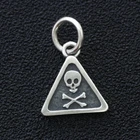 Skull And Crossbones Pendant Charm In 925 Sterling Silver Antique VTG Gothic
