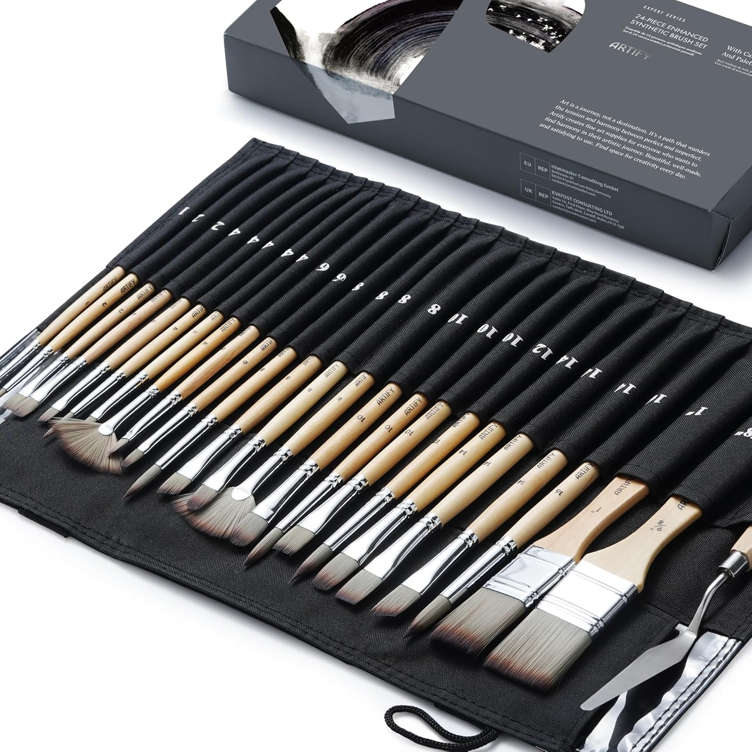 ARTIFY 25 Pcs Acrylic Paint Brush Set, Artists Professional Paint Brushes with a