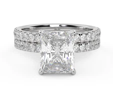 Radiant Diamond Ring IGI Certified EF VS 5.8 Ct Lab created 14K White Gold Band
